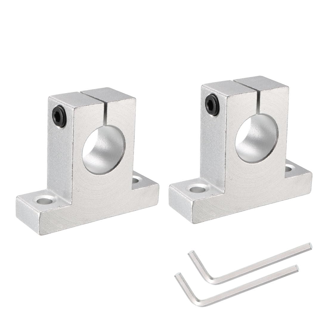 2pcs SK20 Aluminum Linear Rod Rail Shaft Support for 20mm Diameter Shaft, Linear Motion Rail Guides Mounting Bracket for CNC Machine, 3D Printer, Automation Equipment, Silver Tone