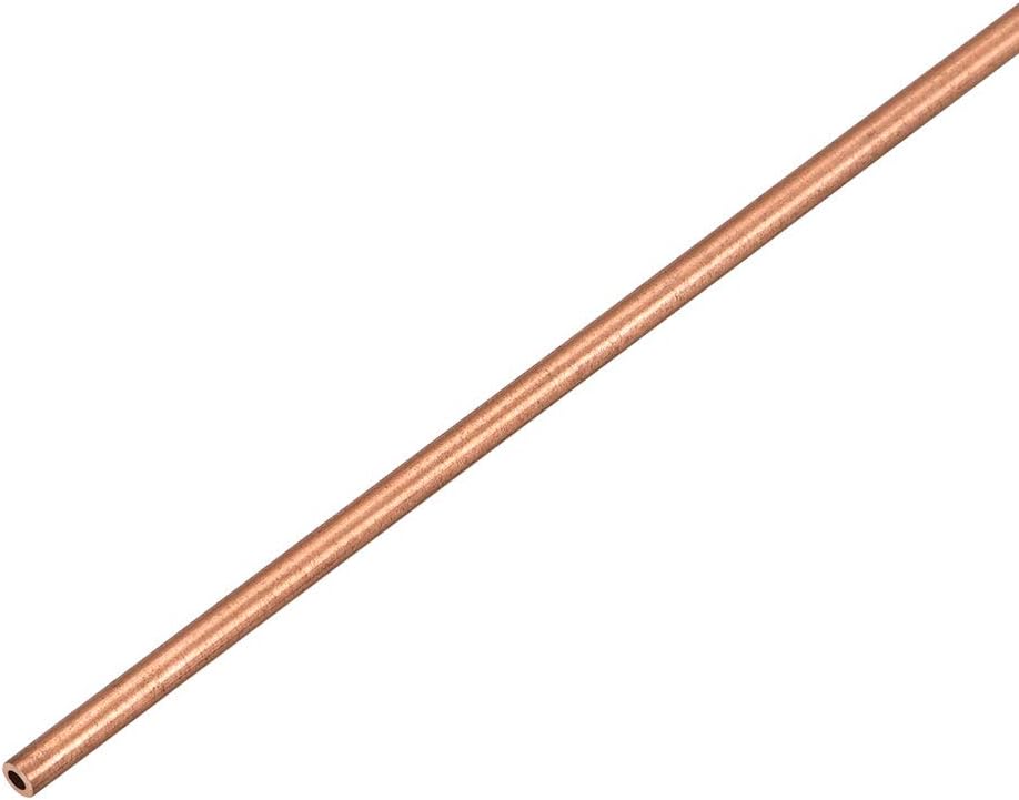 Copper Round Tube Pipe 2mm Outside Diameter X 1mm Inside Diameter 500mm Long