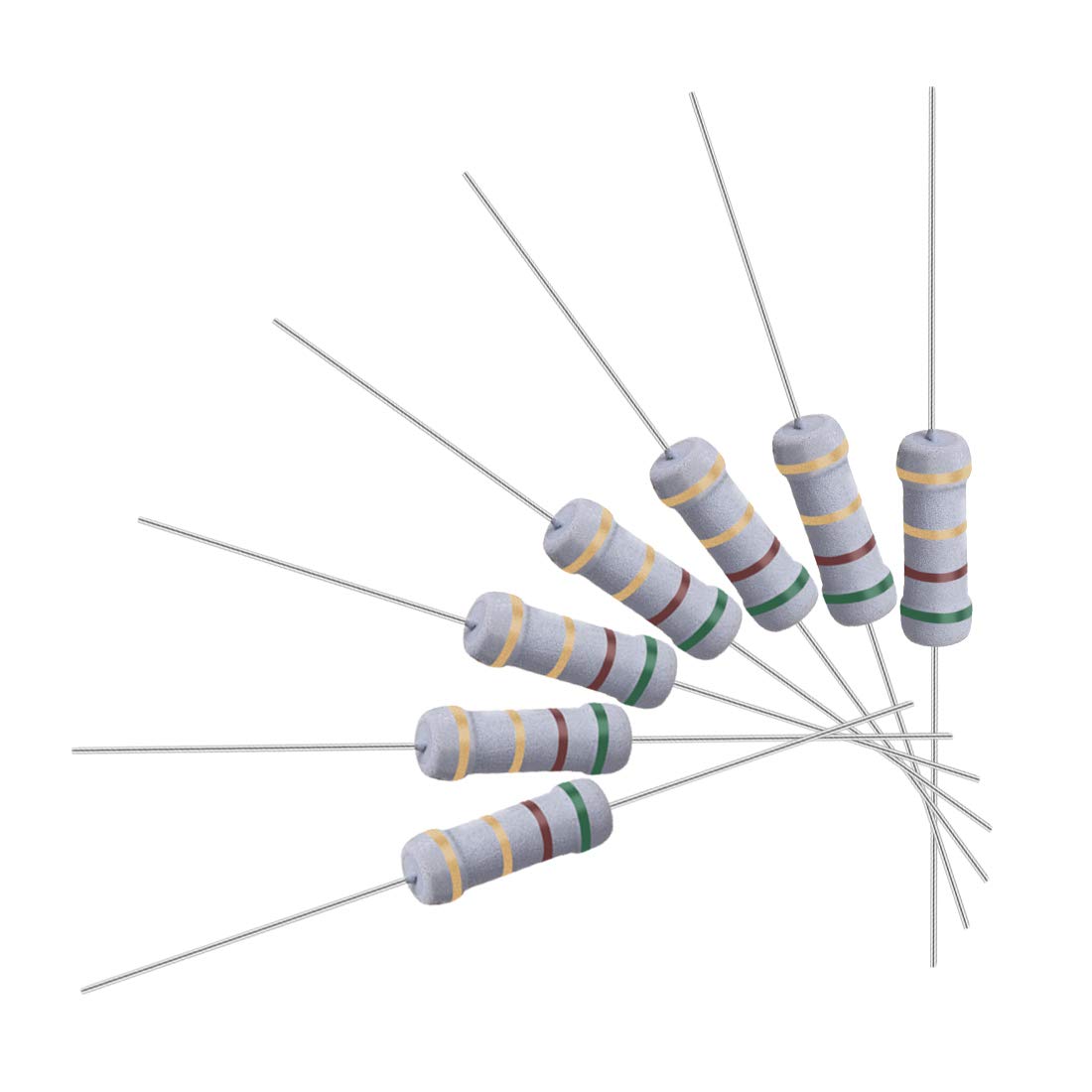 100Pcs 5.1 Ohm Resistor, 1W 5% Tolerance Metal Oxide Film Resistors, Axial Lead, Flame Proof for DIY Electronic Projects and Experiments