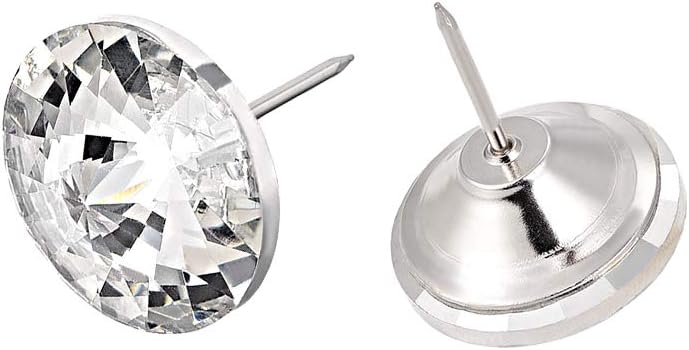 Crystal Upholstery Nails Tacks, 25mm Dia Head 21mm Length Shank for Furniture Sofa Headboards, 30 Pcs