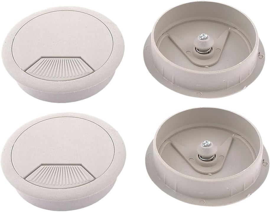 4 Pcs Hard Plastic Desk Grommet, Cable Tidy Desk Wire Grommet Cable Hole Cover for Home and Office, Fit 60mm Hole Gray