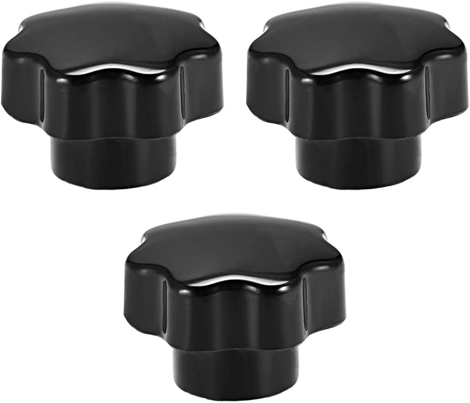 3 Pcs Seven Star Knob Grip Handle M10 Diameter Brass Insert Female Threaded Black