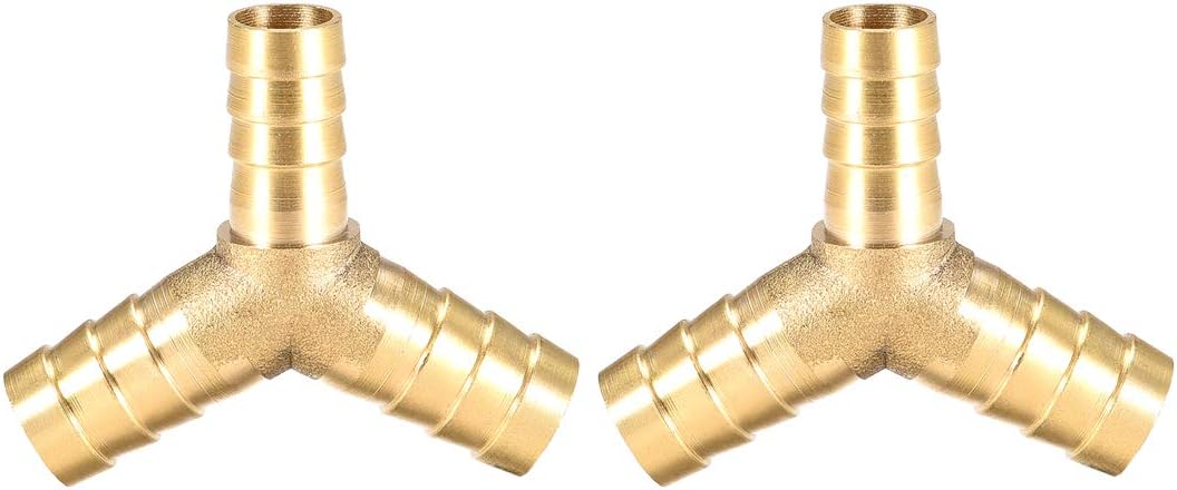 Tee Brass Barb Fitting Reducer Y Shape 3 Way Fit Hose ID 12mm x 10mm x 12mm 2pcs