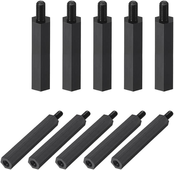 M3x40mm+6mm Male-Female Hex Nylon PCB Motherboard Spacer Standoff for FPV Drone Quadcopter, Computer & Circuit Board Black 50pcs