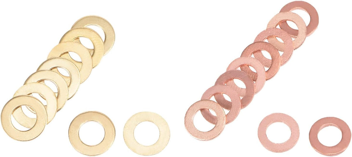 Round Flat Washer, M4x8mmx0.5mm 100pcs and M5x9mmx1mm 25pcs Copper Tone