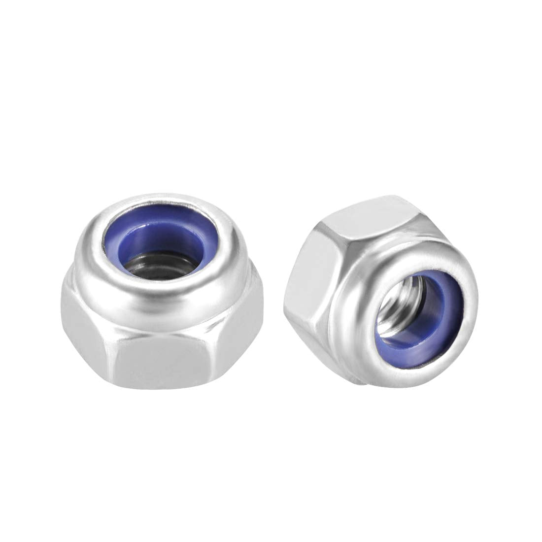 Hex Lock Nuts - M4 x 0.7mm Stainless Steel Nylon Insert Self-Locking Nuts for Fasteners, 20Pcs Silver Tone