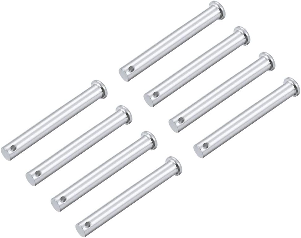 Single Hole Clevis Pins - 10mm X 80mm Flat Head Zinc-Plating Solid Steel Link Hinge Pin 8Pcs