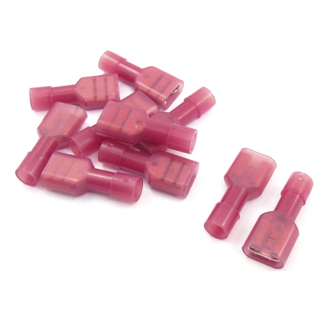 10 Pcs 22-16 AWG 7 mm Wide Fork Fully Insulated Female Push on Terminal