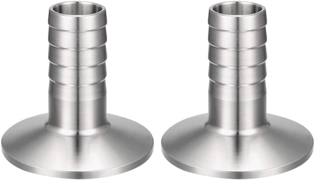 2 Pcs Fitting 1.99-inch Clamp to 3/4-inch Hose Barbed Adapter Pipe Coupling