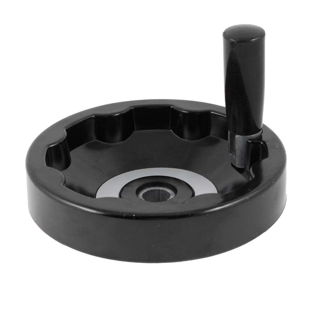 a13110700ux0953 16 mm x 150 mm Inside Ripple Hand Wheel Black w Folding Revolving Handle