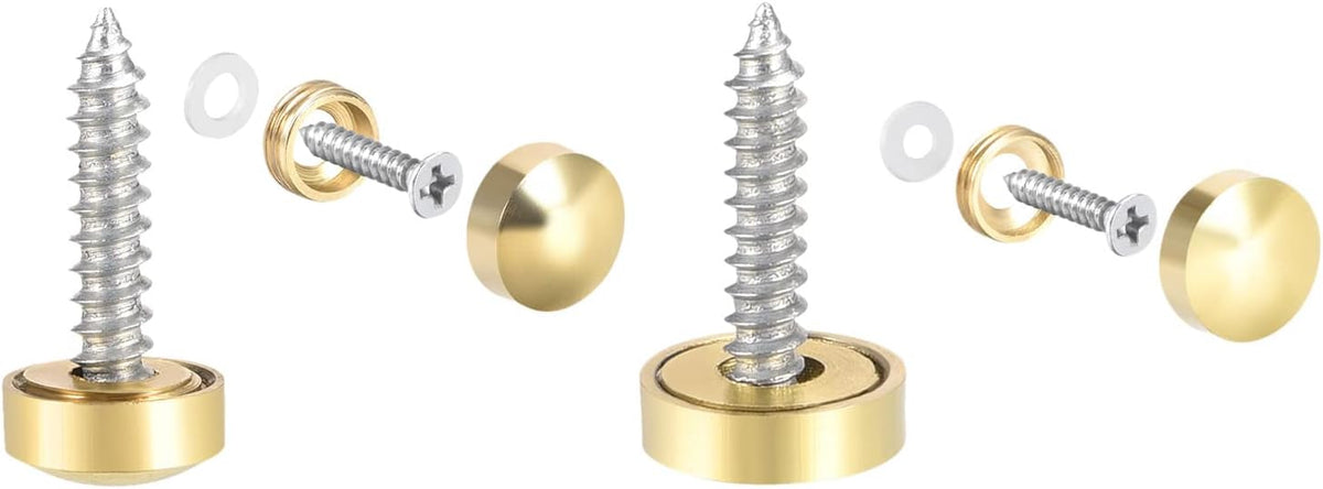 12mm and 14mm Polished Gold Mirror Screws, Decorative Caps Cover Nails 16pcs