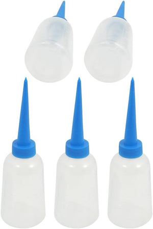 Lab Pointy Nozzle Oil Water Measuring Bottles 100cc 5Pcs Bule
