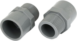 2pcs 3/4" PT Male Thread PVC Straight Pipe Tube Adapter Connectors Gray