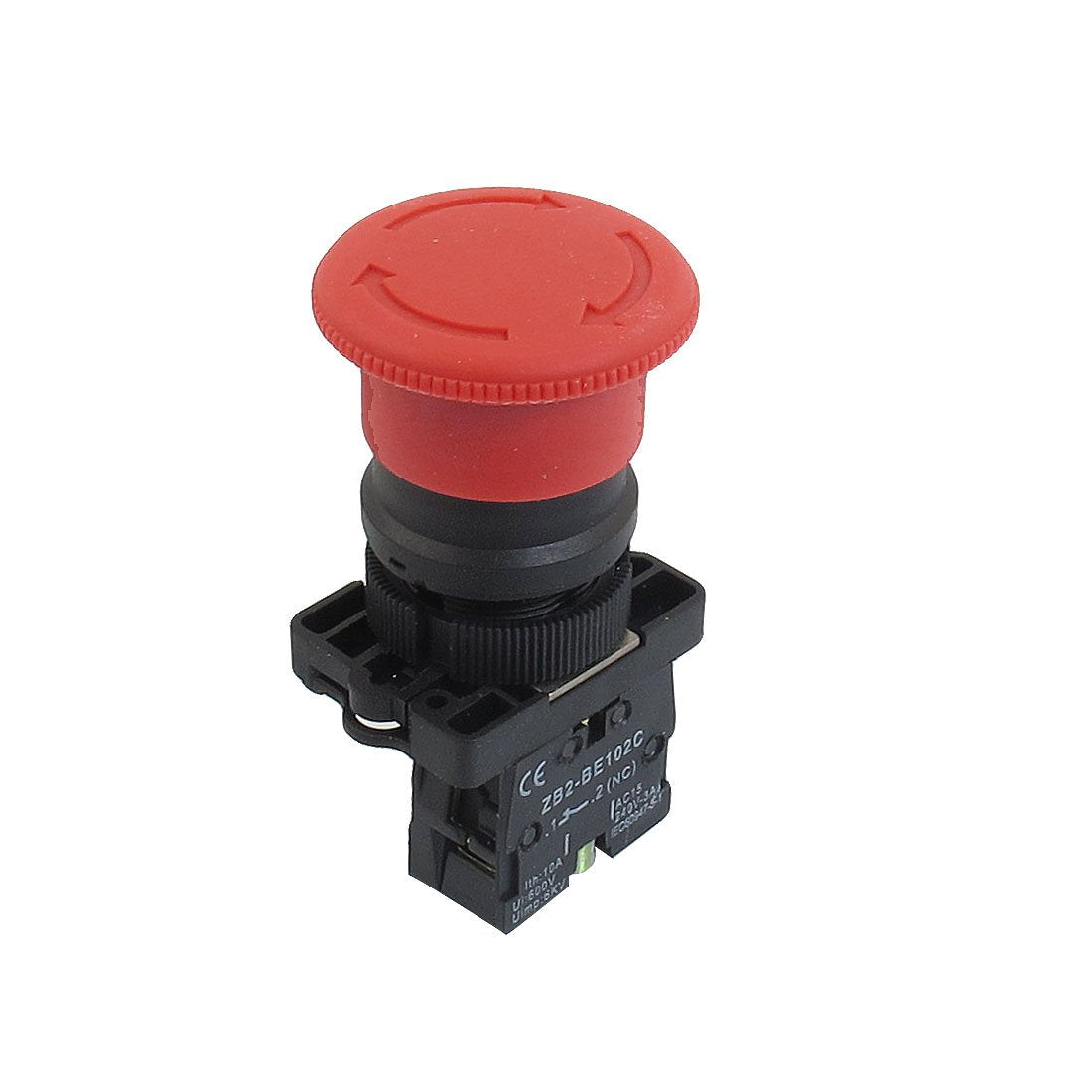 22mm NC N/C Red Mushroom Emergency Stop Push Button Switch 600V 10A Plastic Mounting