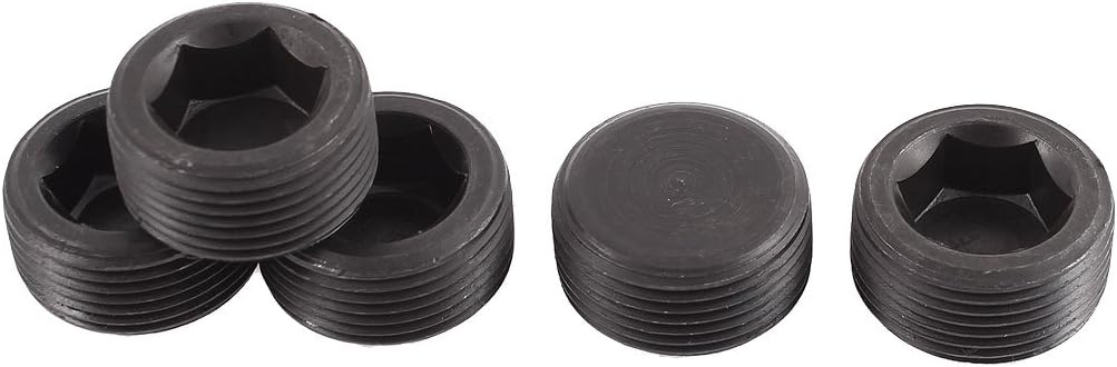M25x1.5mm Pitch Hex Socket Set Cap Point Grub Screws Black 5pcs