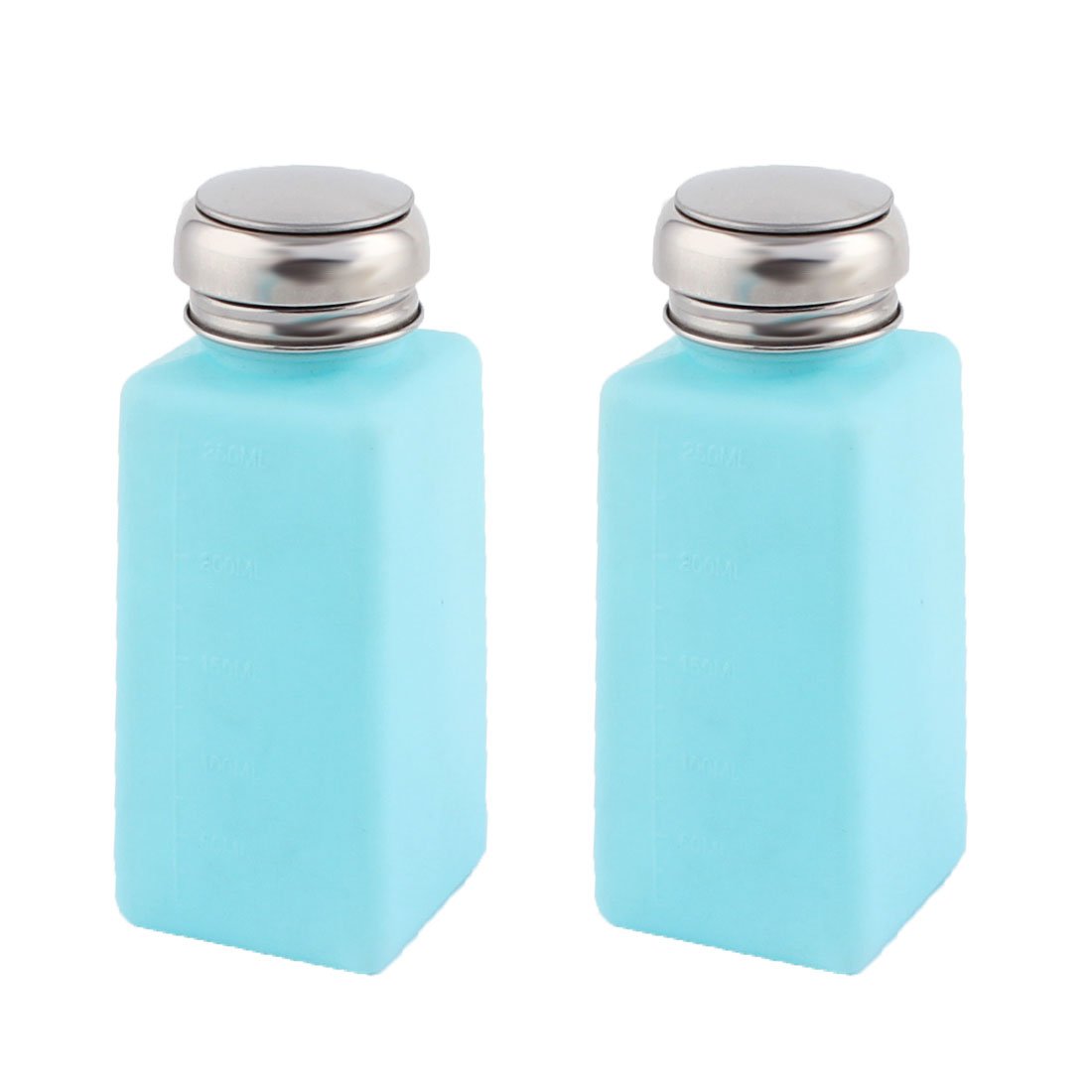 Metal Cap Plastic Lab Press Pumping Anti-Flux Liquid Bottle Dispenser Container 250ml 2pcs Blue