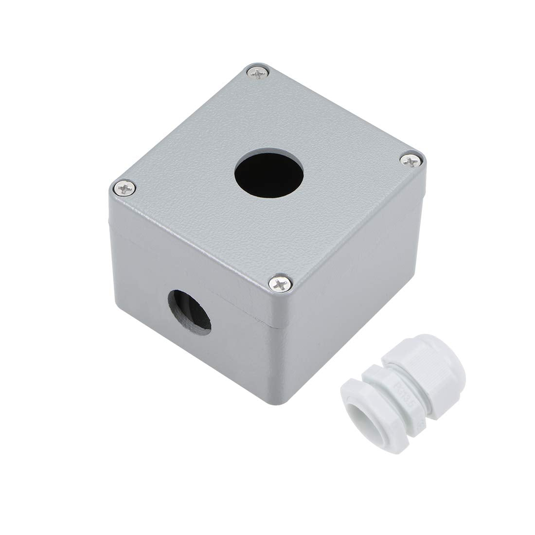 Push Button Switch Control Station Box 22mm 1 Button Hole Gray