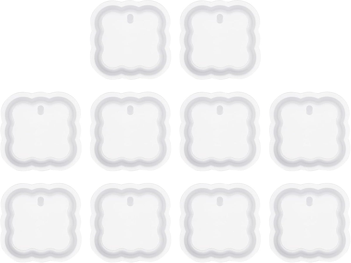 10 Pcs Magic Square Resin Keychain Moulds, Silicone Epoxy Mould Kit with Hole for Pendant Keychains Ornament Jewelry Art Crafts Making DIY Crafts, White