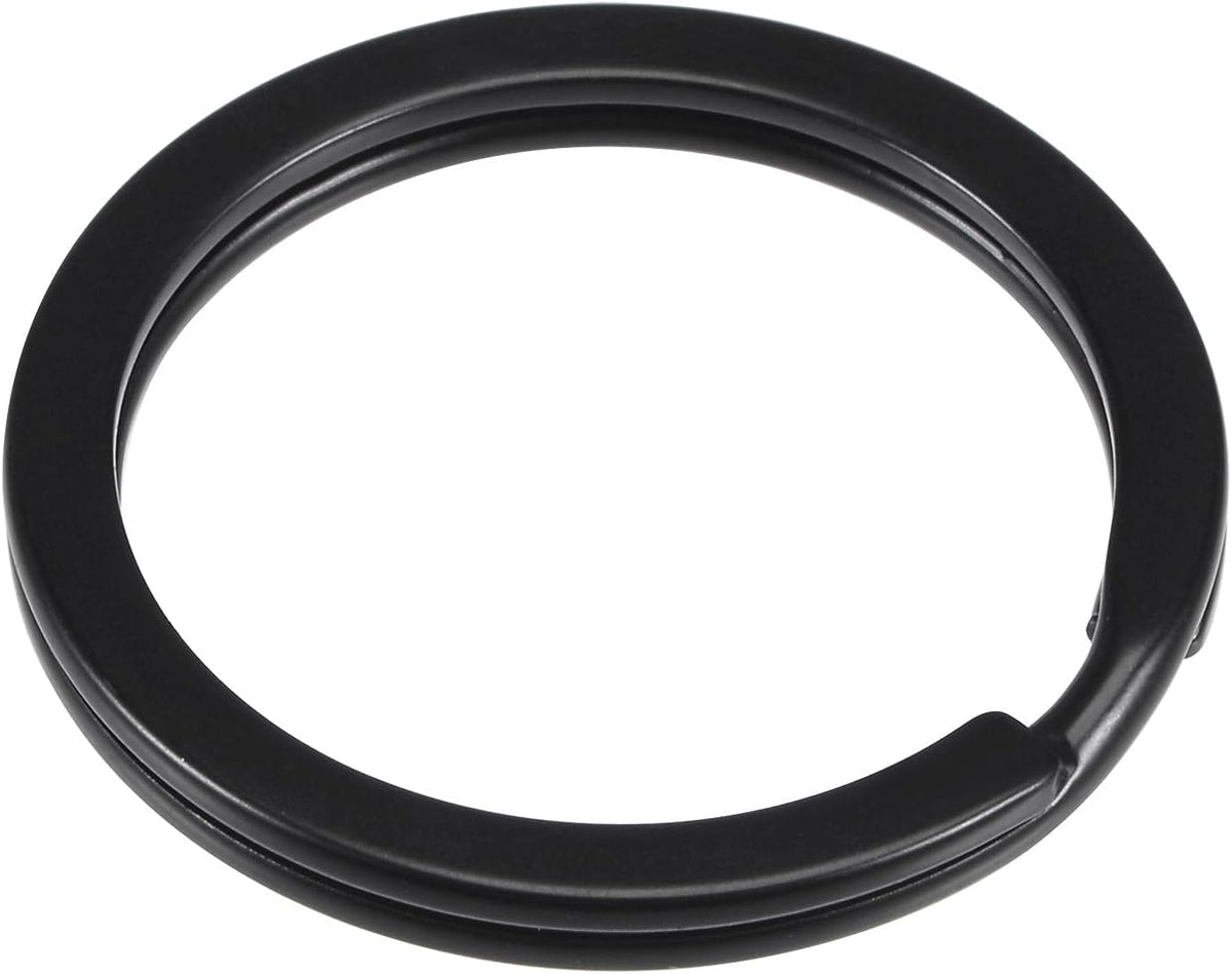 LinkMejor Split Key Ring 28mm Open Flat Jump Connector for Lanyard Zipper Handbag, Electrophoretic Paint Iron, Pack of 10