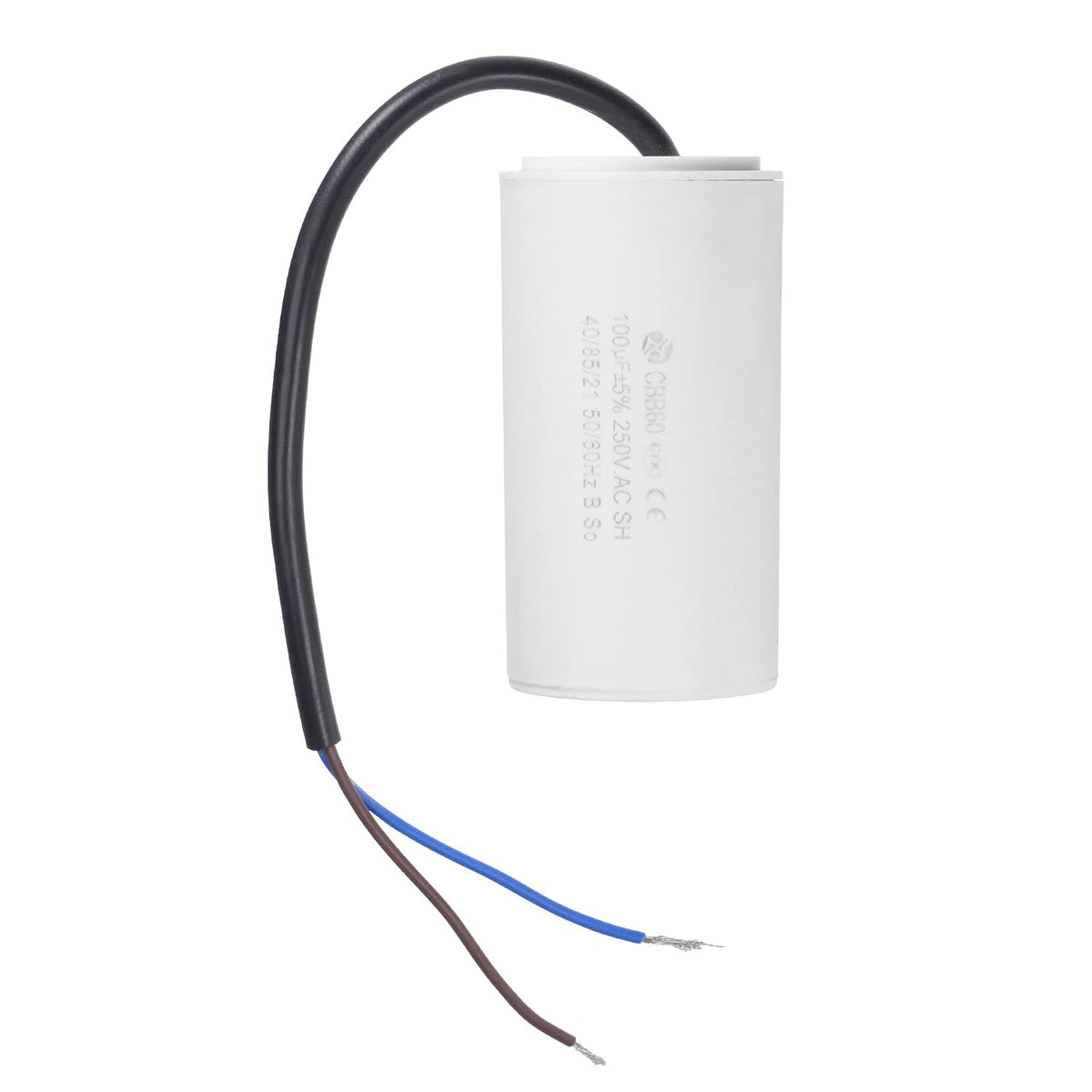 CBB60 Run Capacitor 100uF 250V AC 2 Wires 50/60Hz Cylinder 93x49mm White for Air Compressor Water Pump Motor