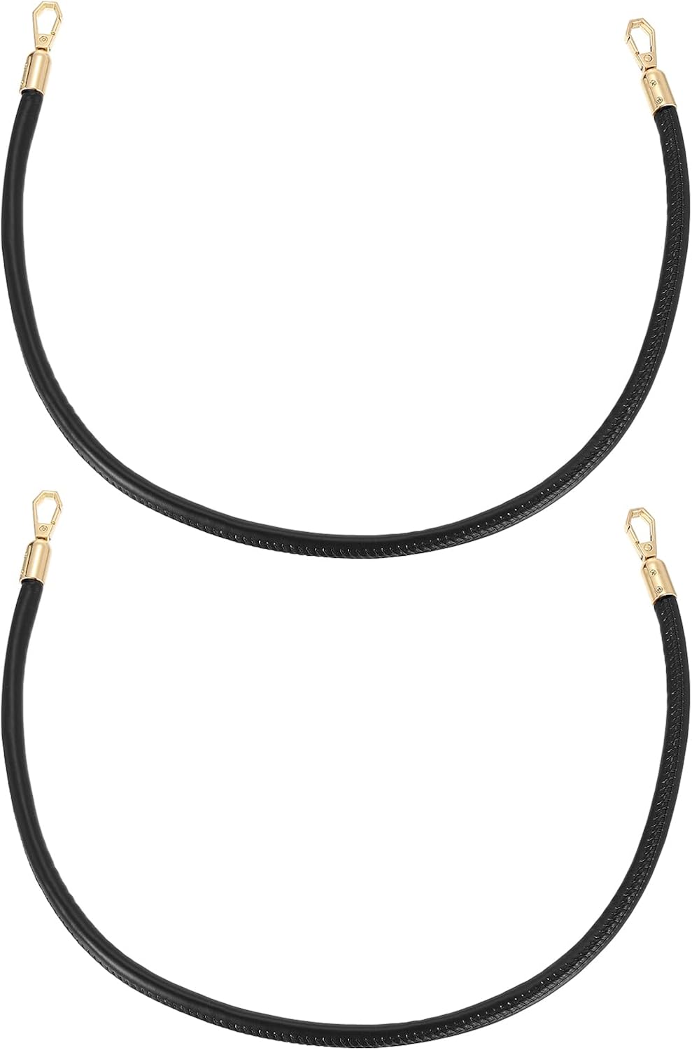 2Pcs Leather Handbag Handles, 60cm/23.6" PU Leather Shoulder Bag Straps Leather Purse Straps for Women's Handbag Tote Bag Handles Replacement (Black, Gold)
