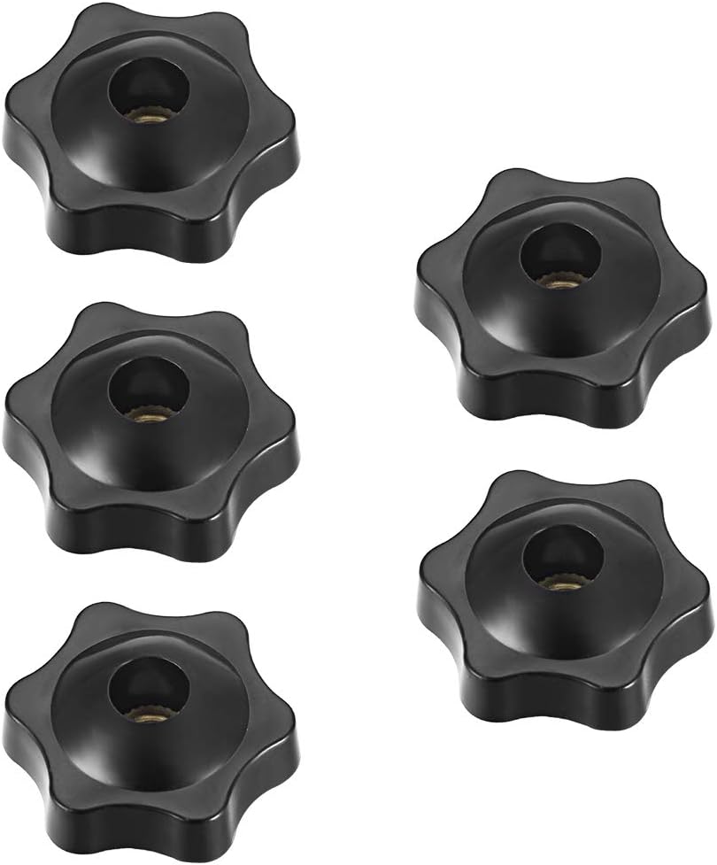 Clamping Handle Screw Knobs Handle M6 Threaded Through Hole Star-Shape 5 Pcs