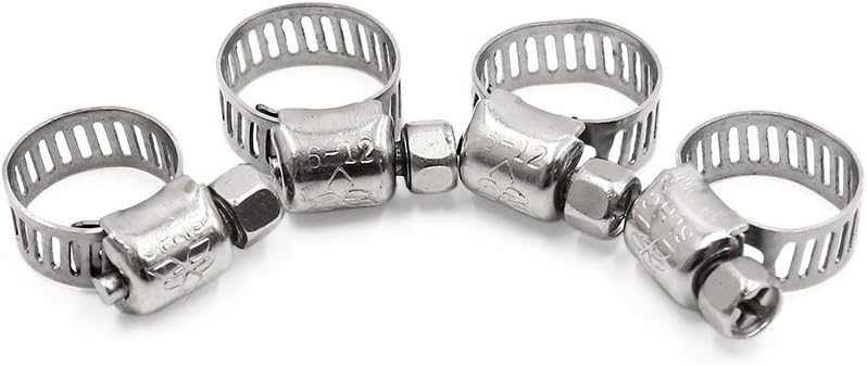 4pcs Silver Tone Stainless Steel 18-32mm Adjustable Gear Car Hose Clamp
