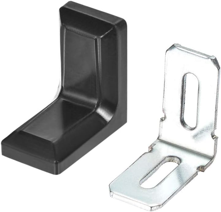 28x18mm Cabinet Cupboard Shelf Corner Brace Plate Right Angle Bracket Black 10pcs