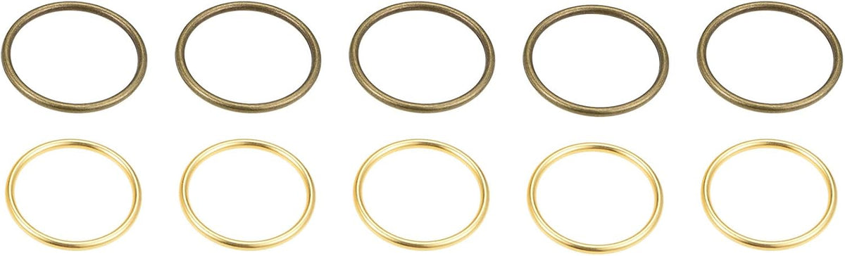 O Ring Buckle, 35mm ID Gold Tone 10pcs and 45mm ID Bronze Tone 10pcs Zinc Alloy Fasteners for Bag DIY