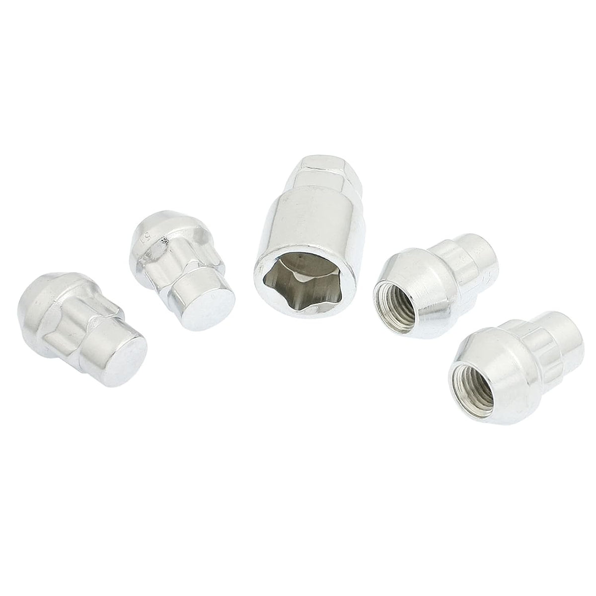 M12 x 1.5 Auto Car Racing 5 Point End Wheel Tuner Lug Nuts Silver Tone