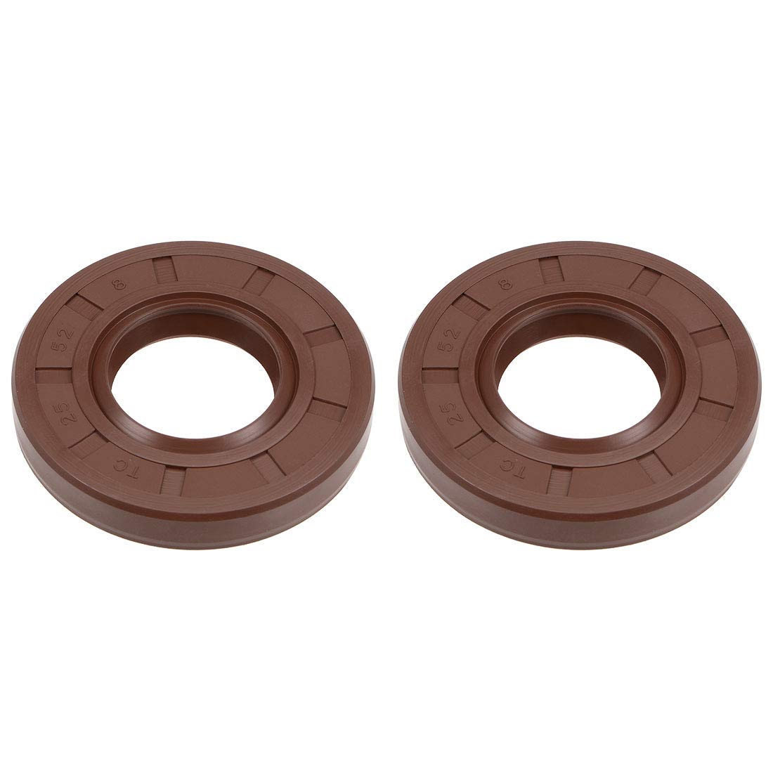 Oil Seal 25mm Inner Dia 52mm OD 8mm Thick Fluorine Rubber Double Lip Seals 2Pcs