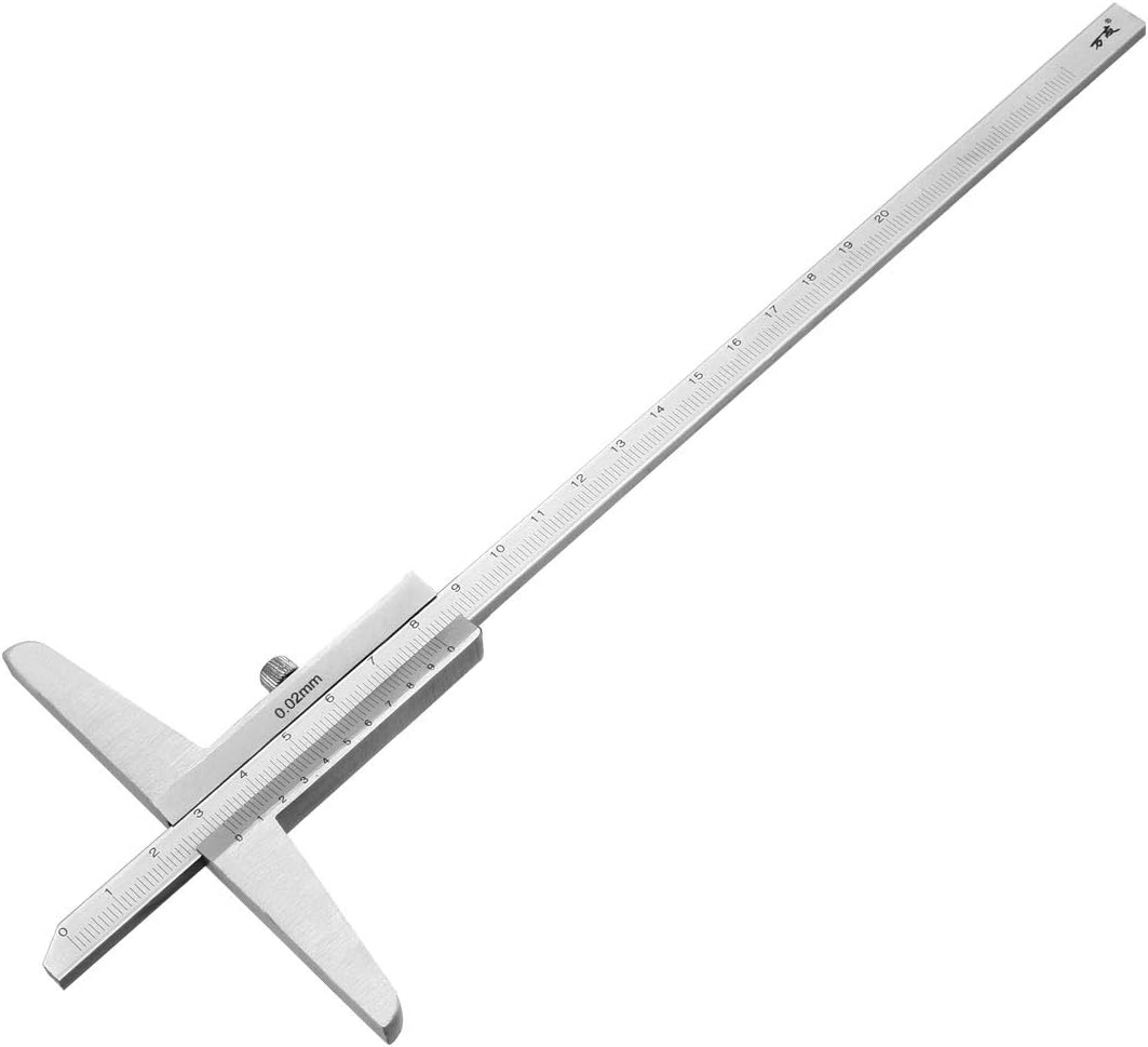 Depth Gauge Vernier Caliper 200mm x 0.02mm Carbon Steel Measuring Tool