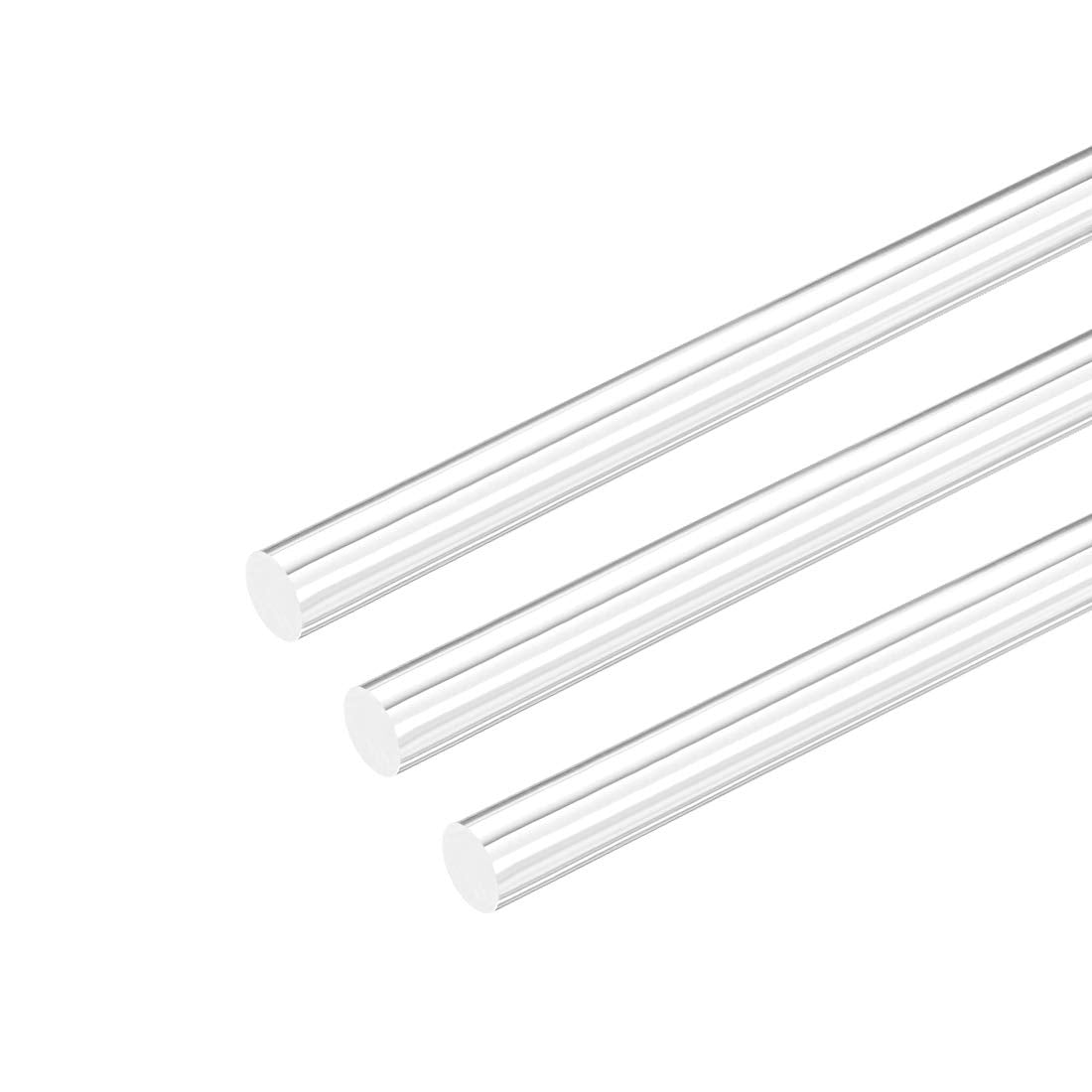 Acrylic Round Rod,2/5 inch Dia 10 inch Length,Transparent Clear Plastic Round Rod,Solid PMMA Bar 3pcs