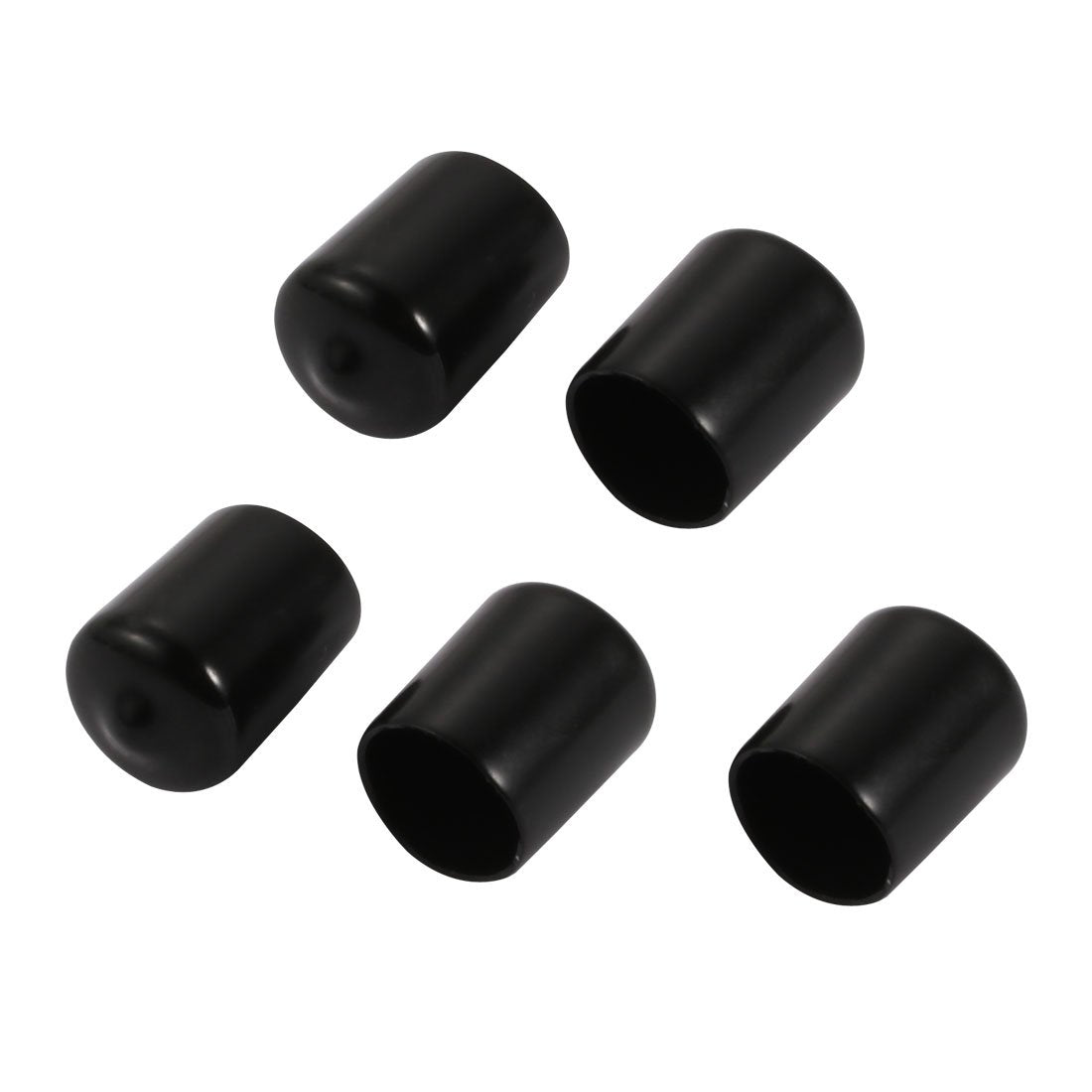 5Pcs 14mm Inner Dia PVC Flexible Vinyl End Cap Screw Protector Cover Black