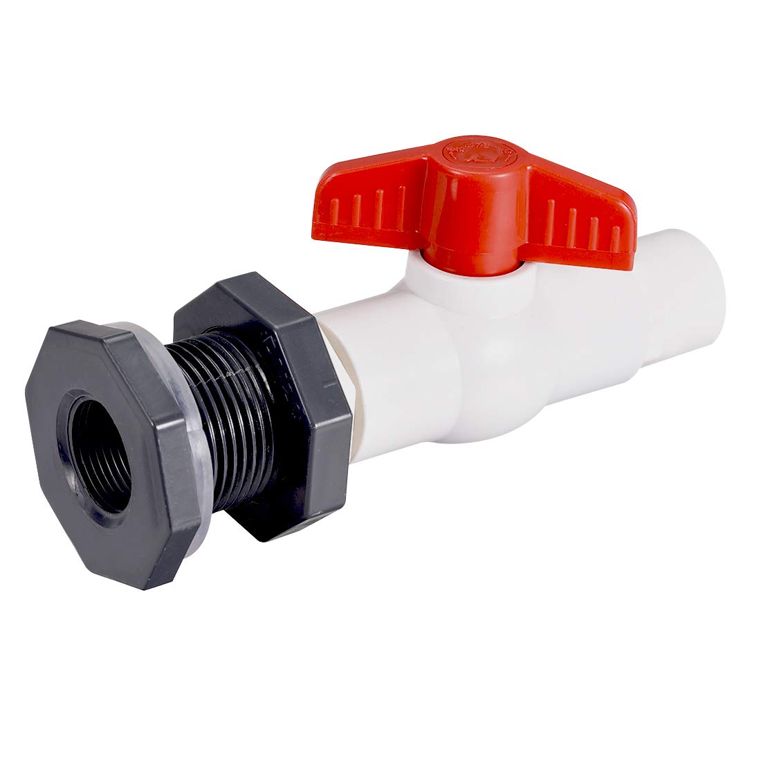 PVC Ball Valve Connector Spigot Kit G3/4 Lengthen, with Bulkhead Fitting Adapter, Grey White Red for Water Tank