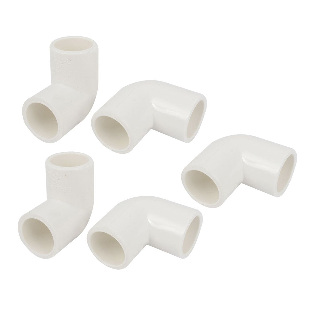 5 Pcs White PVC-U 20mm Inner Dia 90 Degree Bent Wire Pipe Connector
