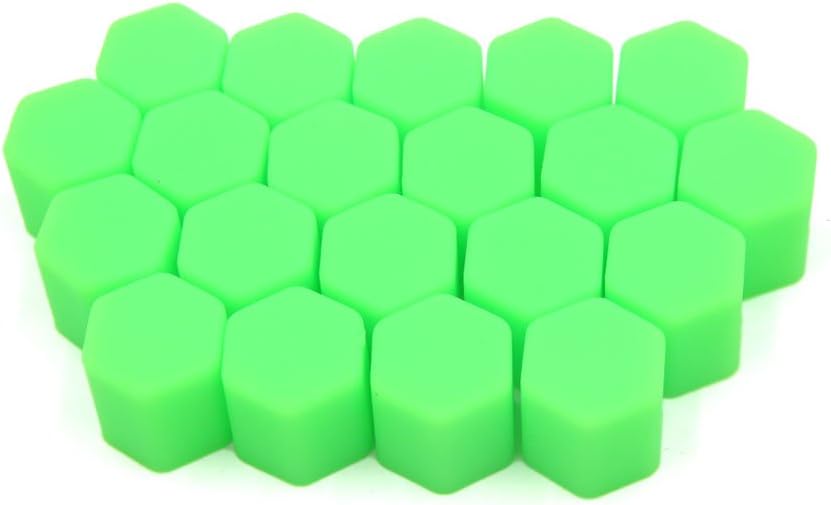 20 Pcs Green 17mm Dia Car Wheel Tire Hex Screw Protector Bolt Cover Nut Cap