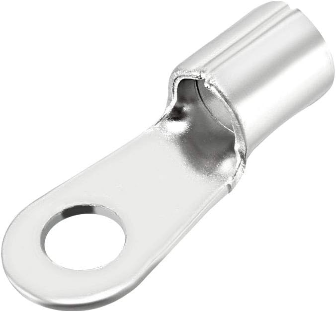 Copper Wire Lugs,7-5AWG RNB14-6S,Bolt Hole,Battery Cable Ends Eyelets Crimp Tubular Ring Terminals Connectors Silver Tone 20Pcs