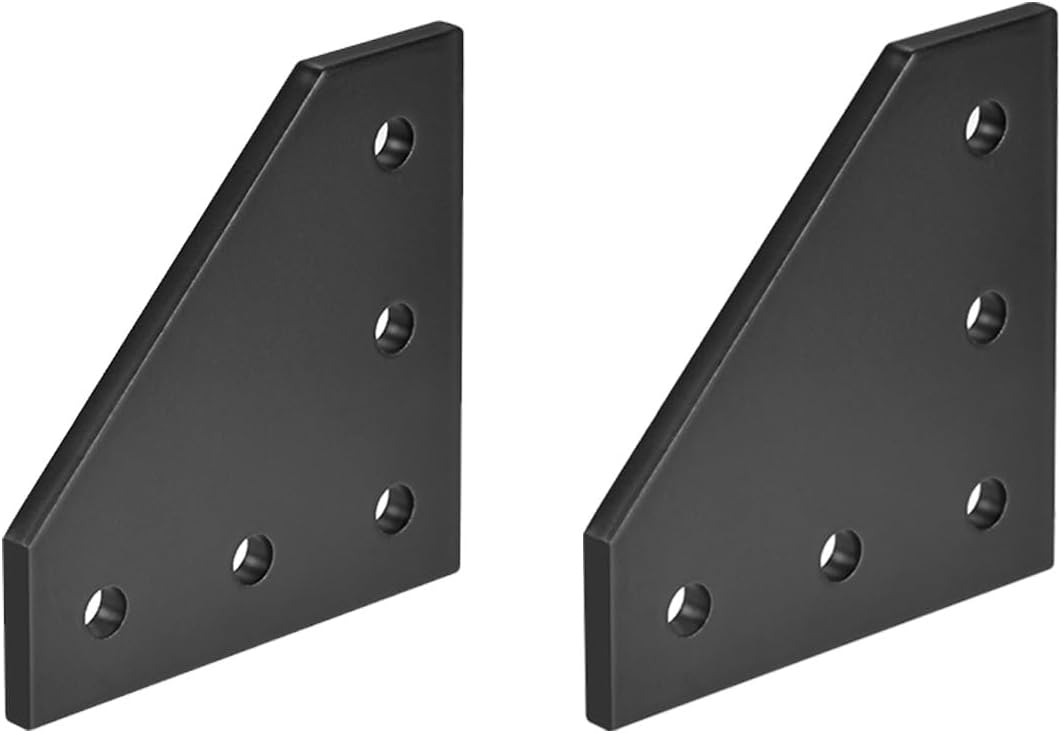 L Shape Outside Joining Plate, 60mm x 60mm x 4mm with 5-Hole Joint Bracket for 2020 Aluminum Profile, 7 Pcs (Black)