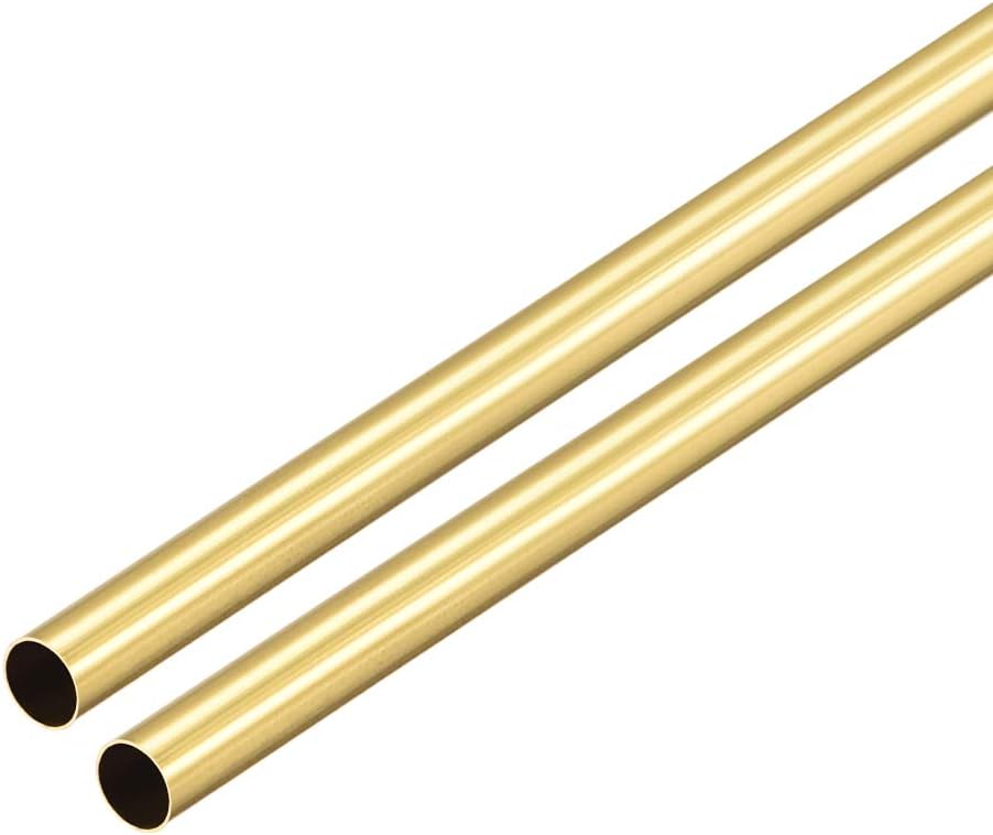 Brass Round Tube, 300mm Length 5.5mm OD 0.2mm Wall Thickness, Seamless Straight Pipe Tubing 2 Pcs