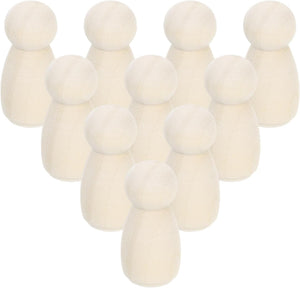 50 Pcs Wood Peg Dolls 1.38 Inch Female Unfinished Dolls Bodies Natural Wooden Figures Decorative Peg People for Painting, DIY Arts, Crafts and Graffiti