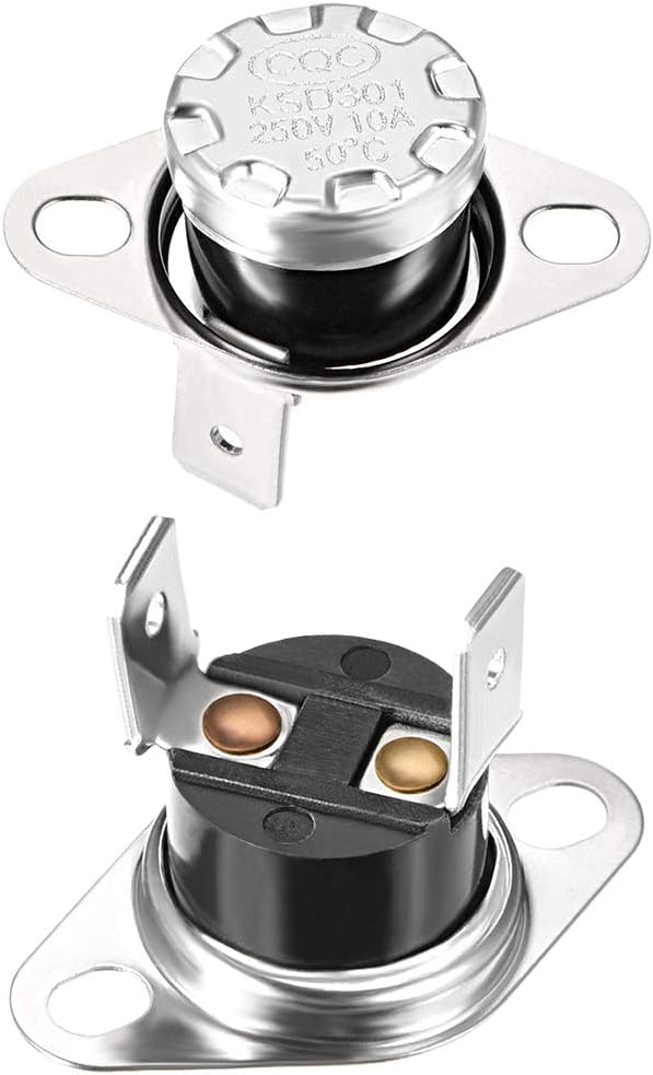 KSD301 Thermostat 50°C/122°F 10A Normally Open N.O Adjust Snap Disc Temperature Switch for Microwave Oven Coffee Maker 2pcs