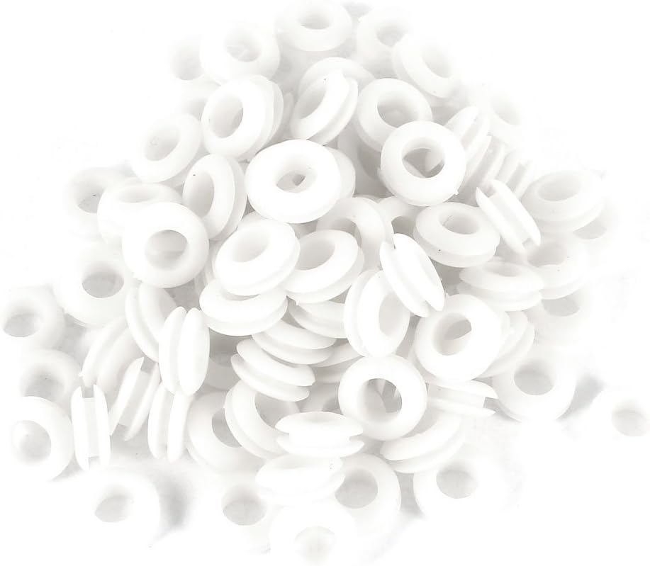 100pcs 8mm x 15mm White Rubber Wiring Grommets Ring Cable Protector