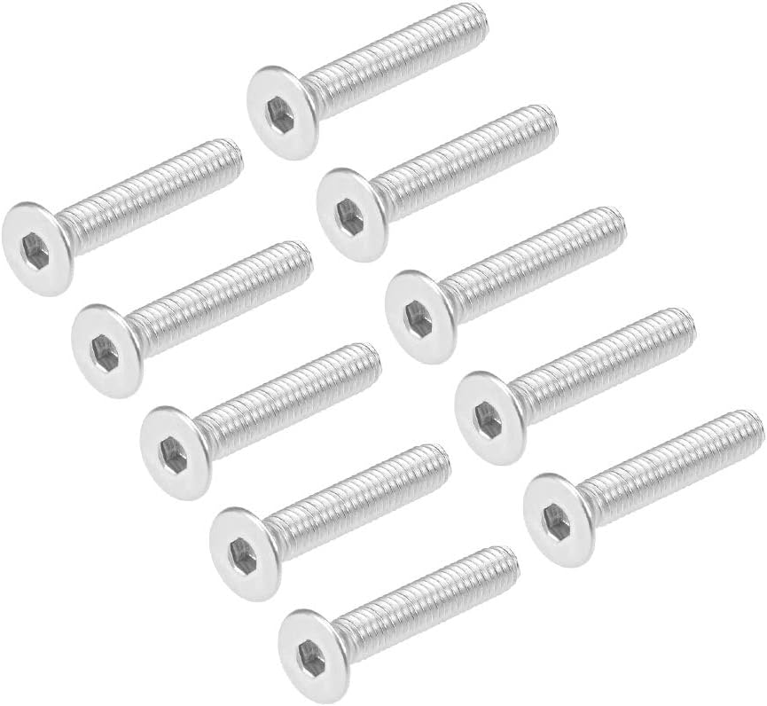 M4x25mm Flat Head Machine Screws Inner Hex Screw 304 Stainless Steel Fasteners Bolts 30Pcs