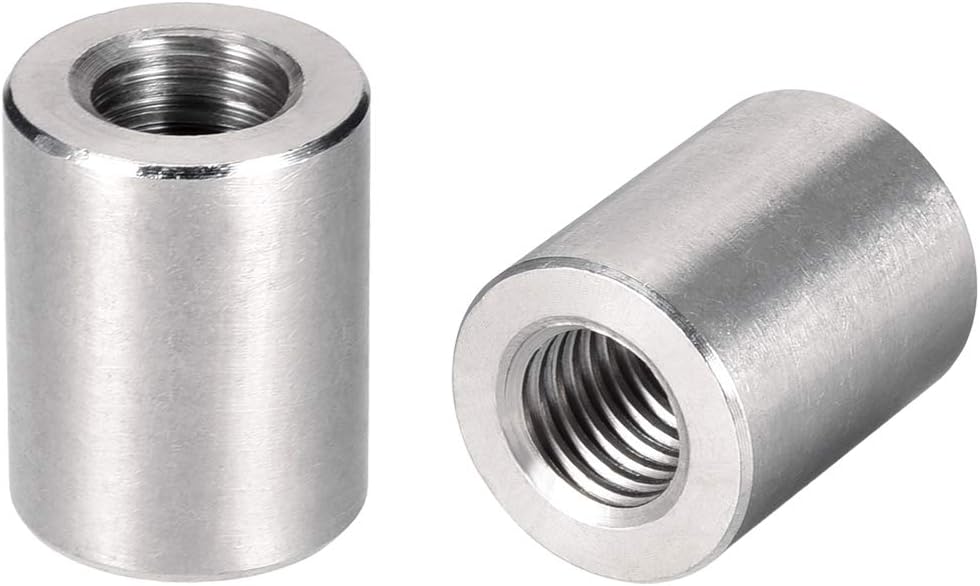 Round Connector Nuts, M12x25mm Height Sleeve Rod bar Stud Nut Stainless Steel 304, Pack of 10