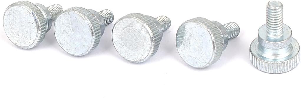 M4x8mm Zinc Plated Step Hand Screw Flat Knurled Head Thumb Screws Bolts 5 Pcs