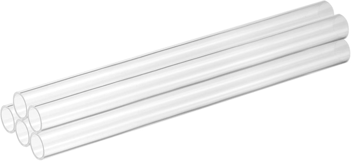 12Pcs Clear Rigid Acrylic Pipe, 18mm(0.71") ID x 20mm(0.79") OD 12" Round Polycarbonate Tube Plastic Tubing for Plumbing, Lighting, Aquarium, DIY Projects