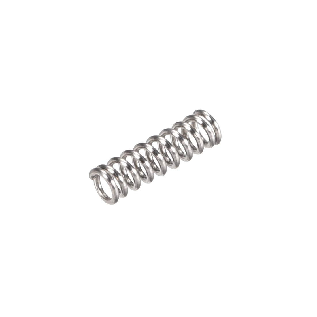 Compression Spring,304 Stainless Steel,3mm OD,0.5mm Wire Size,6mm Compressed Length,10mm Free Length,4N Load Capacity,Silver Tone,30pcs