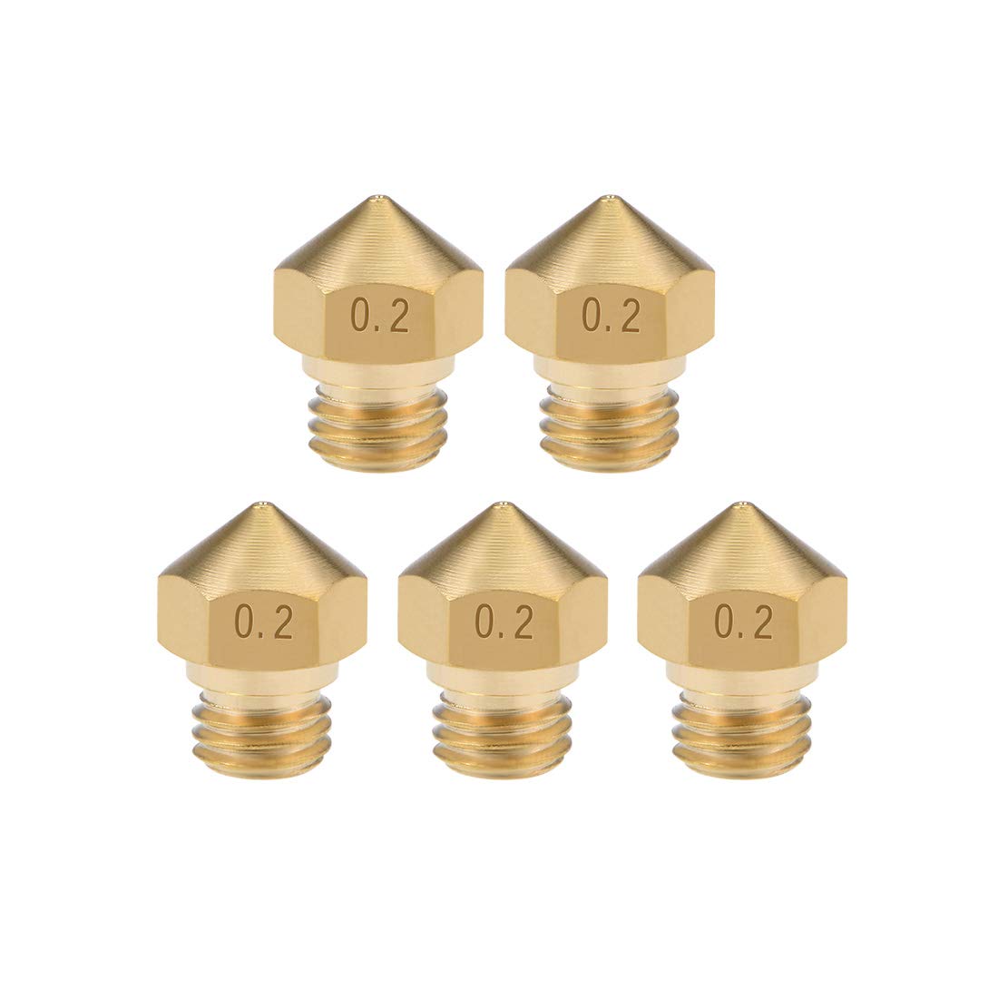 0.2mm 3D Printer Nozzle Head M7 Thread Replacement Brass 5pcs