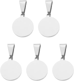 5 Pcs 15mm/0.59 Inch Round Blank Stamping Tags, Metal Charm Dog ID Tags for Pet Name Tag Making Crafts Decoration DIY Pendants, Silver